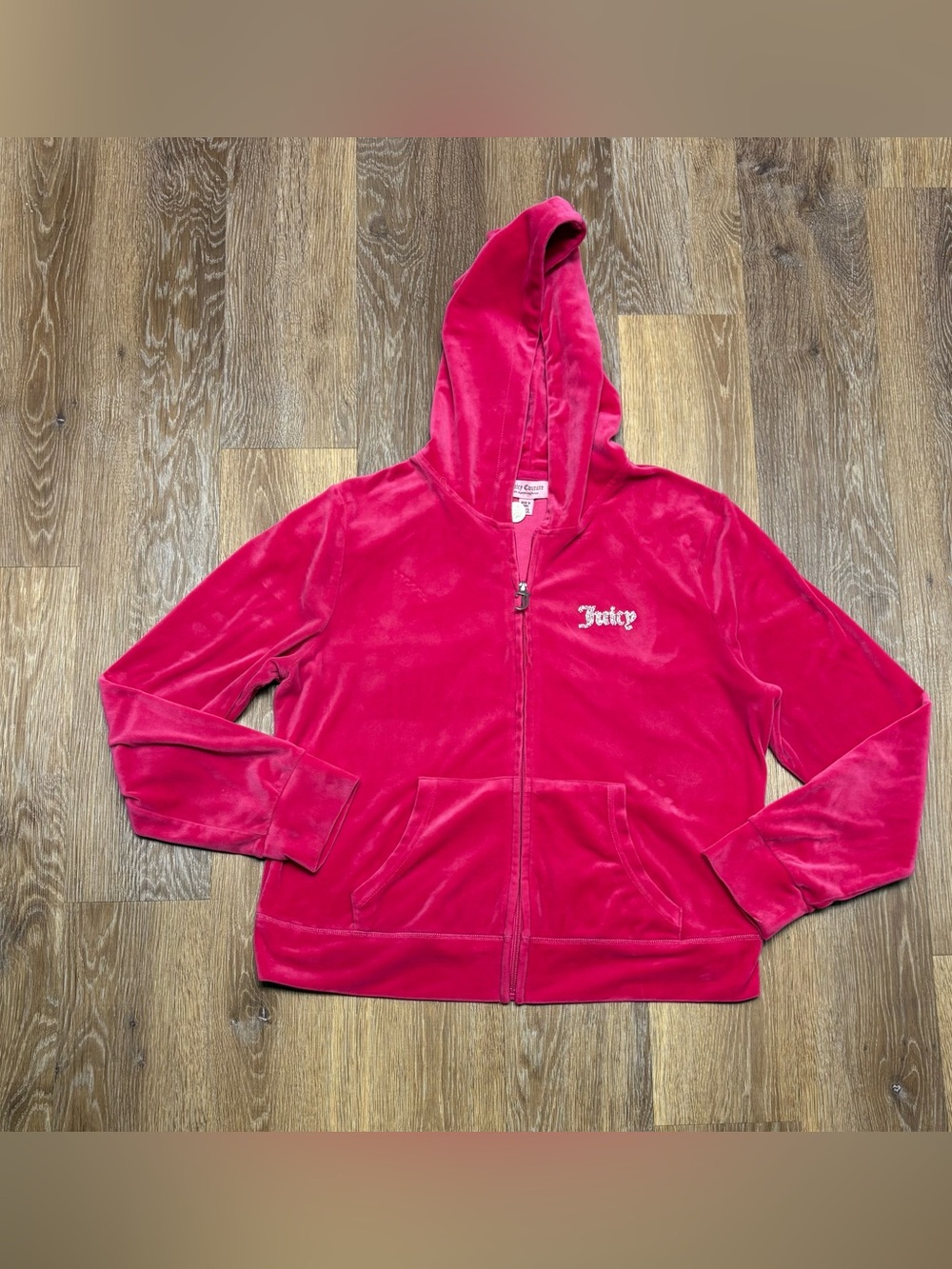 Juicy Couture Bright Pink Velour Zip Hoodie